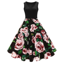 Custom New Style Fashion Elegant Flower Women MIDI Floral Dress